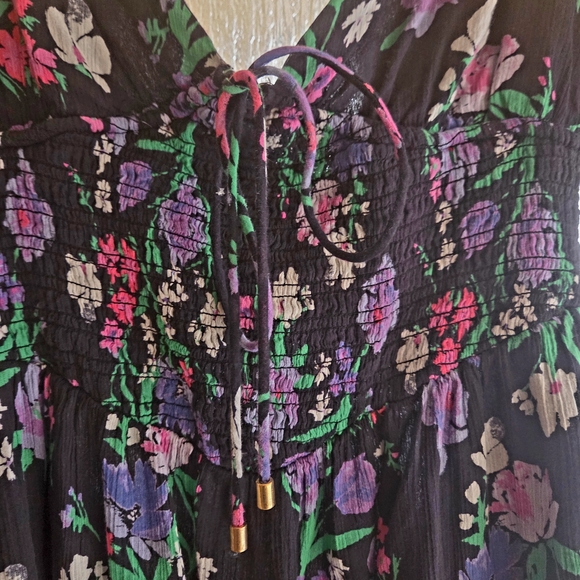 Free People Floral Midi Dress - Black and Multicolor - Picture 2 of 4